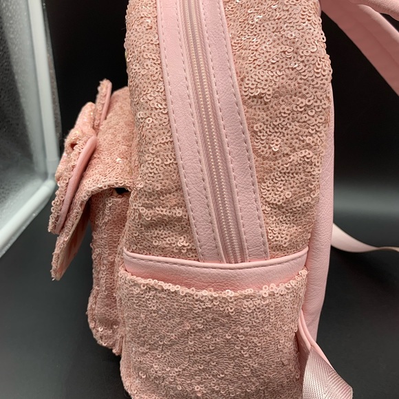 Disney Loungefly Millennial Pink Sequins Mini Backpack- Original Logo Rare HTF. main image 16